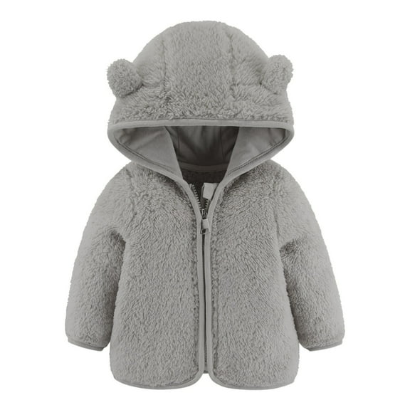 XuJwPNcy Baby Boys Girls Fleece Jacket with Hood Zip up Cute Jumpsuit for Infant Newborn Fuzzy Jacket Hooded Romper