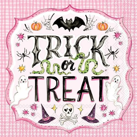 Boston International - Pink Trick Or Treat Cocktail Napkin - C400034