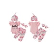 thumbnail image 2 of BemeyourBBs BemeyourBBs Hello I'm New Here Preemie Newborn Baby Girl Going Home Outfits Short Sleeve Romper Floral Print Pants Headband Hat Set 4Pcs Infant Girls Summer Clothes, 2 of 7