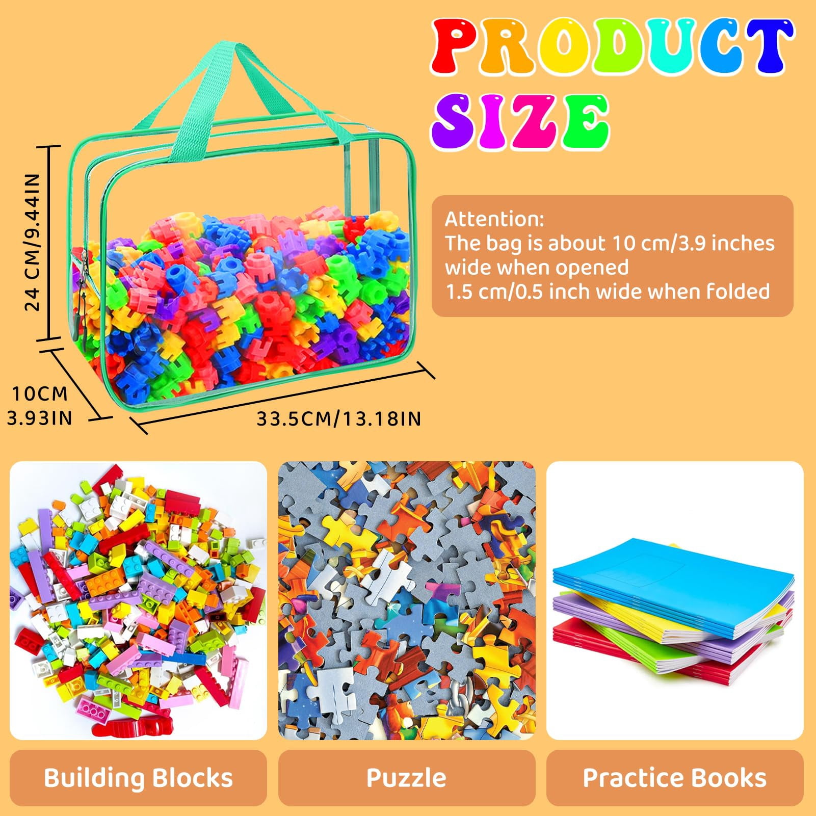 8 Packs 8 Colors Large Storage Bags  Reusable Clear Pvc Board Game Organizers And With Zipper For Building Blocks Puzzle Handmade Accessories Toiletry Bag