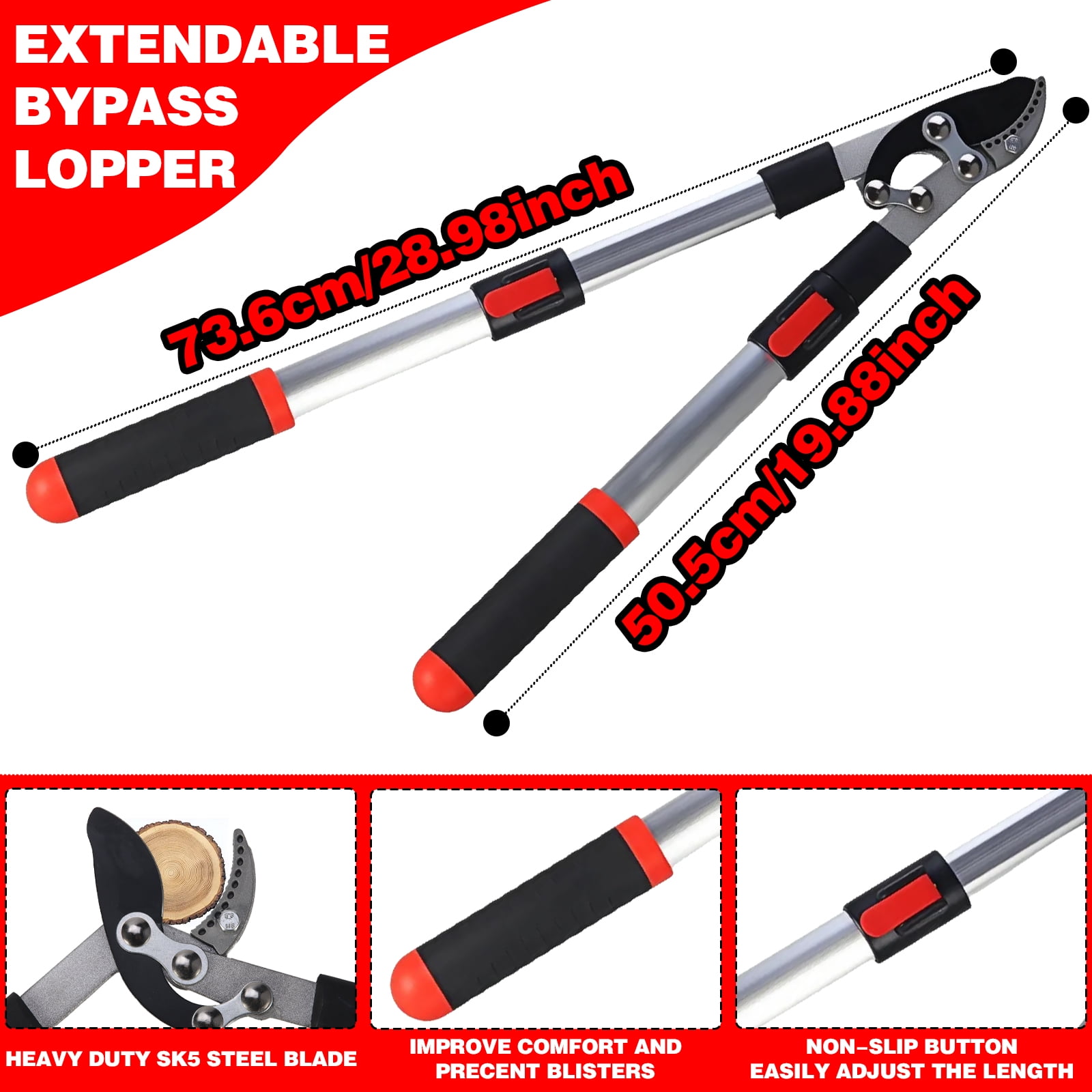 Paddsun Lopper, Hedge Shear & Pruner Combo Set, 3-Piece Retractable Pruning Shears Heavy Duty Tree Shrub & Bush Care Kit for Lawn Garden & Yard