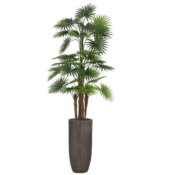 Vintage Home Artificial Faux Real Touch 7.17 Feet Tall Fan Palm Tree With Burlap kit And Fiberstone Planter