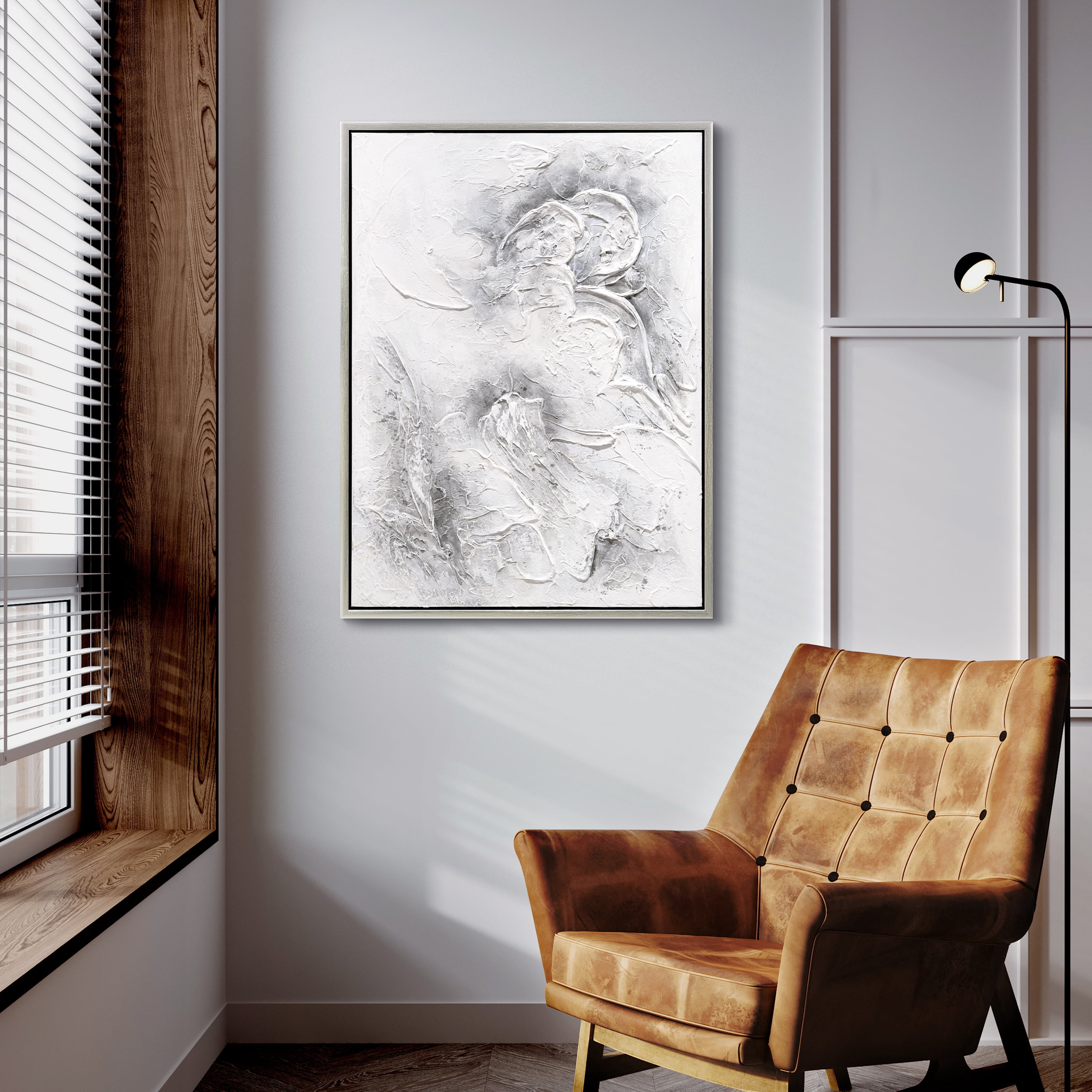 Abstract Whispers Heavily Textured Hand Painted Framed Canvas Wall Art