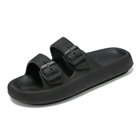 

Homgreen Cloud Slides for Women Double Buckle Adjustable Pillow Slippers Ultra Cushion Sandals