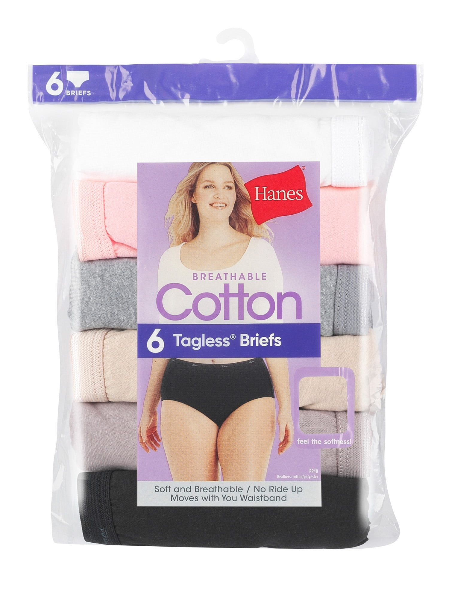 Hanes Pure Comfort Women's Briefs Underwear, 100% Organic Cotton, Assorted  Colors, 6-Pack 