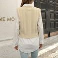 thumbnail image 3 of Aayomet Women Sweater Vest Sweater Vest Preppy Style Sleeveless Crop Knit Vest (Beige, L), 3 of 5