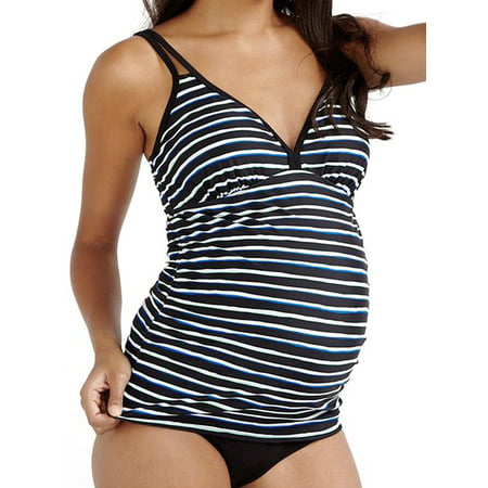 Women Tankini Set Swim Top+Briefs Striped Pregnant Maternity Braces Push-UP Padded Two Piece Swimsuit Swimwear Swimming Bathing Suit Beachwear Tummy
