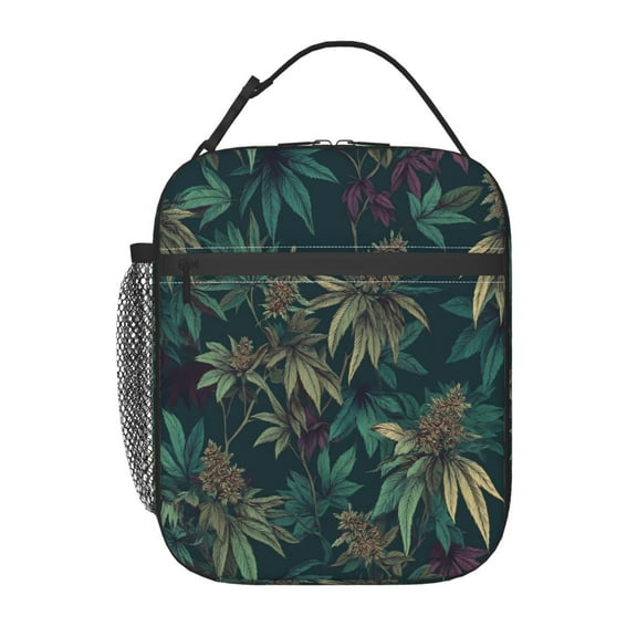 Palm Leaves Hibiscus Flowers Lunch Bag for Office Women – Stylish Thermal Insulated Tote with Shoulder Strap, Lightweight for Work or Travel