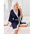 thumbnail image 3 of Ekouaer Robes for Women Knee Length Bathrobe Lightweight Kimono Robe 3/4 Sleeve Sleepwear with Pockets, 3 of 6