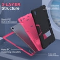 thumbnail image 3 of Dteck with Screen Protector Case for Samsung Galaxy Tab A9 8.7-inch (SM-X110/X115/X117),Shockproof 3-Layer Protection Kickstand Case Heavy Duty Cover for Galaxy Tab A9 8.7" 2023,Black+Rose, 3 of 6