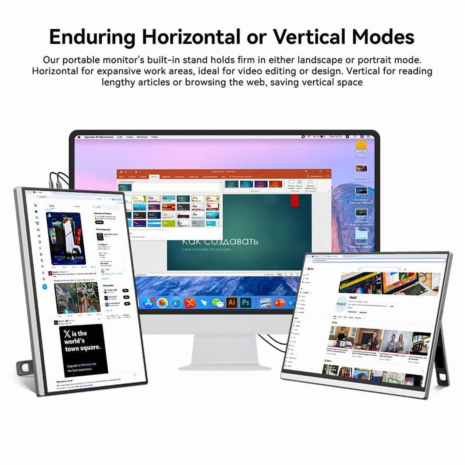 VEOUT 16" 1920×1200P Portable Monitor - IPS Kickstand Ultra-Slim, USB-C/HDMI for Laptop Gaming/Office/Travel