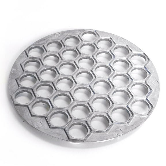 STPgoods Aluminum Dumpling Maker 9.5'' (24 cm) Pelmeni and Ravioli Maker 37 Holes Dumplings Mold Pelmeni Metal Mold, Silver