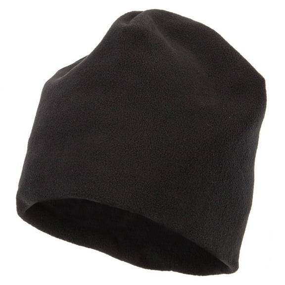 Big Size Vertical Seam Polyester Fleece Short Beanie - Black XL-3XL