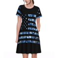 thumbnail image 1 of Fotbe Robe Camouflage Marine Motif Drapeau Américain Décontractée Mode Femme Manches Courtes Robe Maxi Robe T-Shirt Rayée Longue à Blocs de Couleur, 1 of 6