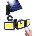 thumbnail image 1 of Rewera Lámpara solar para exteriores con detector de movimiento, proyector de 171 LED con control remoto, luminaria impermeable IP65, 3 modos de iluminación para jardín, garaje, cochera, terraza y, 1 of 5