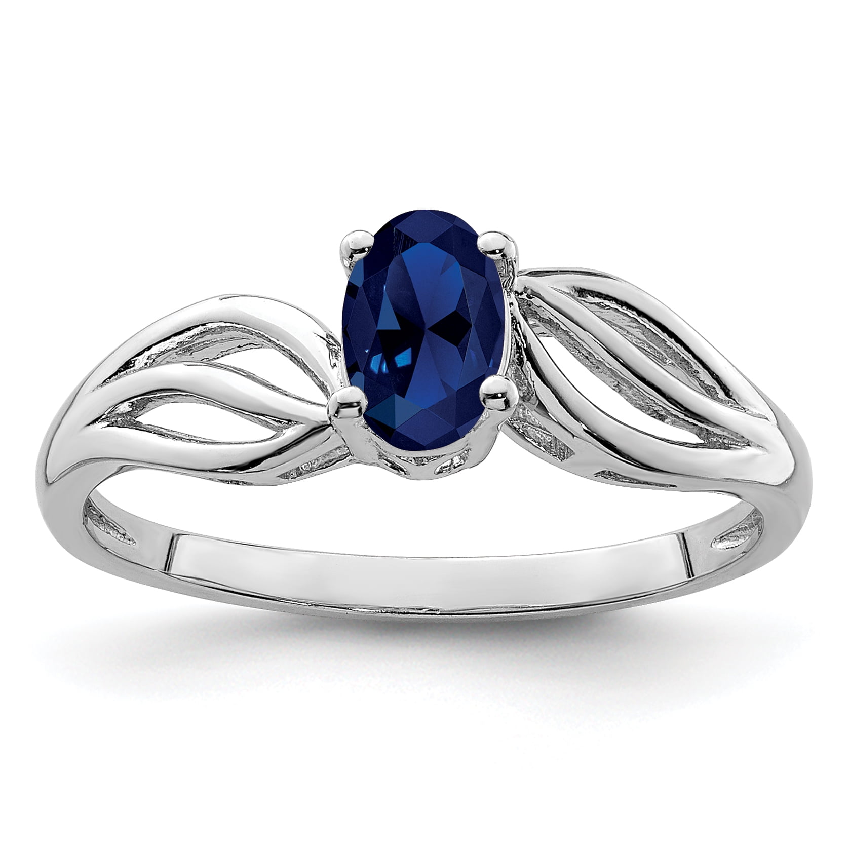 Sterling Silver Rhodium 7mm Cushion Gemstone & 2mm Round Created White Sapphire Ring Sterling Silver Rhodium 7mm Cushion Gemstone & 2mm Round Created White Sapphire Ring