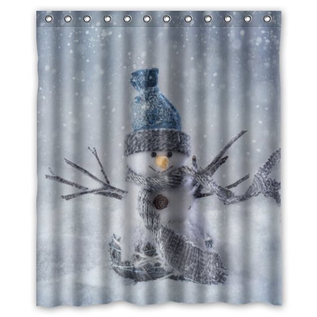 ABPHQTO Hello Winter Muñeco de nieve Cortina de ducha Cortina de ducha impermeable 150x180 cm