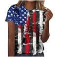 thumbnail image 2 of Fiudx Ofertas Relámpago Top/Camisa de Cuello Redondo de Manga Corta con Cuello Redondo Estampado para Mujer, 2 of 5