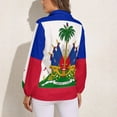 thumbnail image 2 of Haiti Haitian Flag Coat of Arms Red Long Sleeve Blouse Woman Streetwear Casual Shirts Summer Oversize Woman Streetwear Clothing Birthday Present, 2 of 7