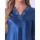 thumbnail image 5 of Conjunto de pijama de satén para mujer INSPIRE CHIC, camisa de media manga de seda con pantalones largos, pijama suave para estar en casa, talla XS, azul, 5 of 6