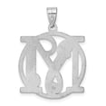 thumbnail image 4 of White Sterling Silver Charm Pendant Rhodium-Plated Fancy Script Initial M, 4 of 4
