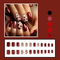thumbnail image 2 of Uñas postizas adhesivas Dulyork con corazones rojos para San Valentín, forma cuadrada corta, 2 of 7
