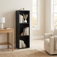 thumbnail image 2 of LEDREM 3-Tier Bookshelf with Adjustable Open Shelves, Tall Bookcase Space-Saving for Living Room Home Office, Ebony Black, 2 of 8