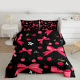 thumbnail image 2 of Homewish Cartoon Cherry Fruit Queen Comforter Set for Kids, Black Red Bowknot Bedding Sets, Kawaii Flower Floral Reversible Bedding Comforter Set, Lightweight Room Decor, 3 Pieces, 2 of 8