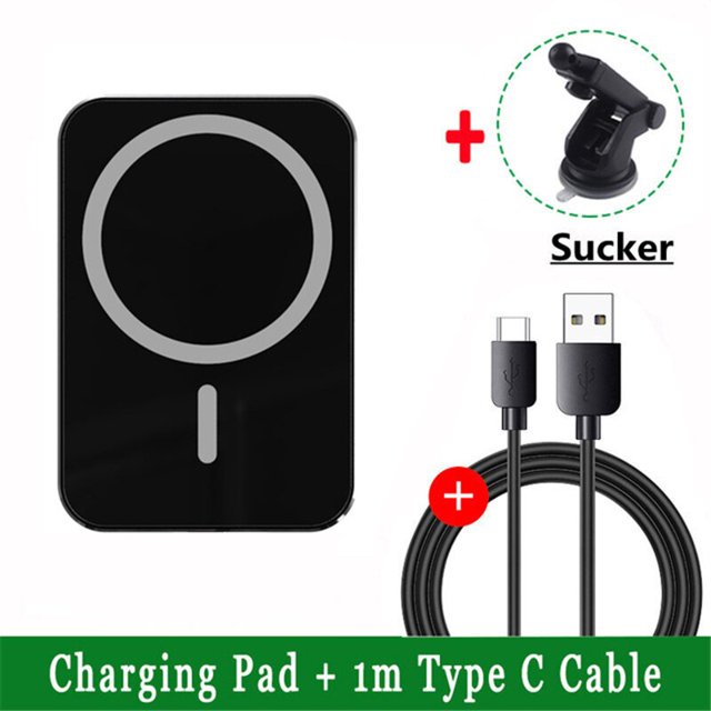 Cargador inalámbrico magnético para coche, soporte de teléfono de carga rápida para Macsafe iPhone 12, 13, 14 Pro Max, mini Adsorb, 100W"with Sucker" Fivean Soporte para teléfono de coche