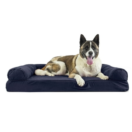 UPC: 0842229105438 | FurHaven Pet Products Quilted Memory Top Sofa-Style Pet Bed for Dogs & Cats – Navy Jumbo