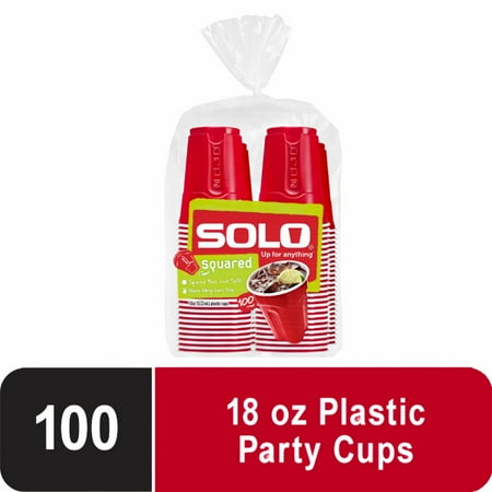 Red Solo Disposable Plastic Cups 18oz 100-Count (Pack of 12)