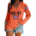 thumbnail image 2 of IDALL Chandail en Molleton pour Femmes Manches Longues T-Shirts Graphiques Rétro 45 47 Imprimé Chandail en Molleton 45 47 Col en V 45 47 pour Président Chandail en Molleton T-Shirts Tenues Automne Orange TG, 2 of 5
