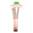 thumbnail image 3 of 3.05ct Brilliant Emerald Cut Green Zircon 18K Rose Gold Halo Solitaire with Accents Engagement Bridal Wedding Ring Band Set size 8, 3 of 7