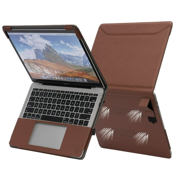 TYTX Compatible with MacBook Pro Leather Case with Vents and Stand Function 13 Inch 2016-2022 (A1989 A1706 A1708 A2159 A2289 A2251 A2338 M1 M2), Brown