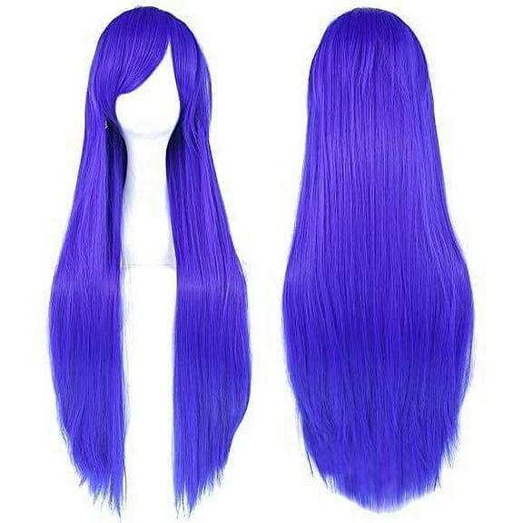 Firefly Hope 80cm Long Straight Synthetic Wig with Bangs, Colorful Style for Party (Blue)