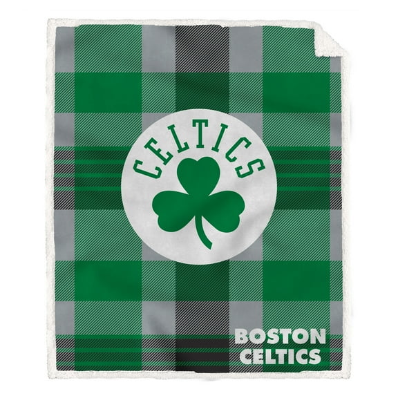 Pegasus Boston Celtics 60- x 70- Plaid Steel Ultra Cozy Sherpa Blanket