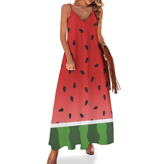 Watermelon Background with Seed Sleeveless Dress Loose Women's Dress Dresses Luxury Evening Dresses