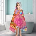thumbnail image 6 of Bright Pioneer Flower Patchwork Hooded Bath Towel，60"x35" for Ages 3 To 12 Kids, Quick Dry Lightweight Soft Microfiber Hood Beach Towel Cover Up for Kids, 6 of 7