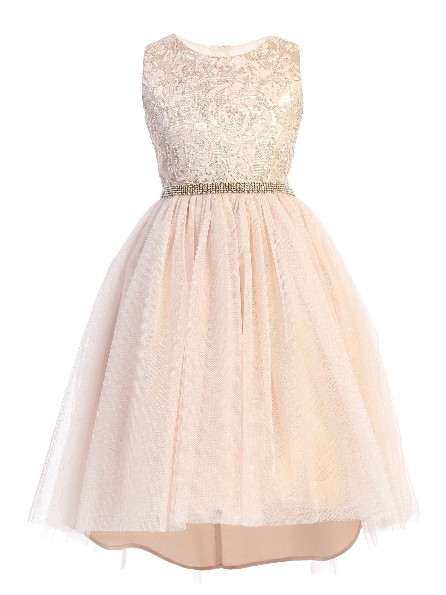 Sweet Kids Little Girls Pale Pink Embroidered Tulle Overlay Christmas ...