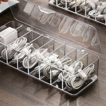 Pretyzoom Cable Organizer Box With Lid Compartment Cord Organizer For And Tidy Homes For Cables And Accessories
