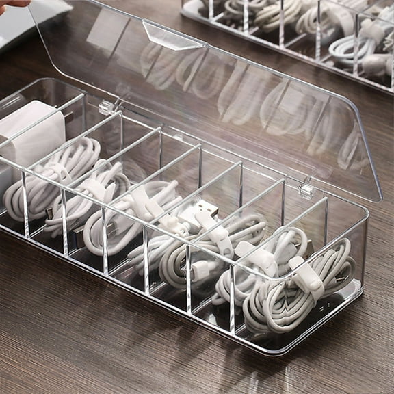 Pretyzoom Cable Organizer Box With Lid Compartment Cord Organizer For And Tidy Homes For Cables And Accessories