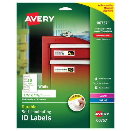 UPC: 0072782007577 | Avery Easy Align Self-Laminating ID Labels  Permanent Adhesive  1-1/32  x 3-1/2   250 Labels (00757)