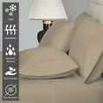 thumbnail image 3 of Pizuna 400 Thread Count 6Pc Simply Taupe Luxury Bed Sheets Set King With 4 Pillow Cases, 100% Long Staple Cotton Sateen Sheets King, Light Weight Soft Bed Sheets Fits Upto 15Inch, 6Pc Value Pack, 3 of 7