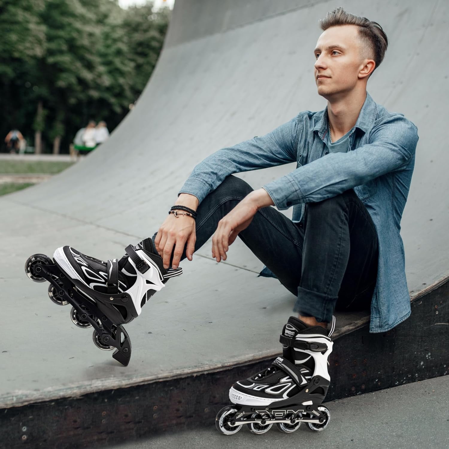 Adjustable Flashing Inline Skates, All Wheels Light Up, Fun Illuminating Skates for Kids Men Adult Women and Boys