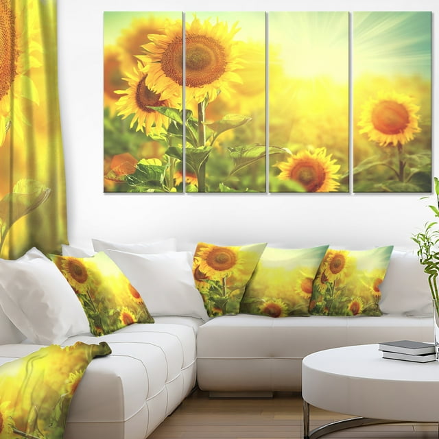 Tournesols en Fleurs sur le Champ - Grande Impression sur Toile d'Animal