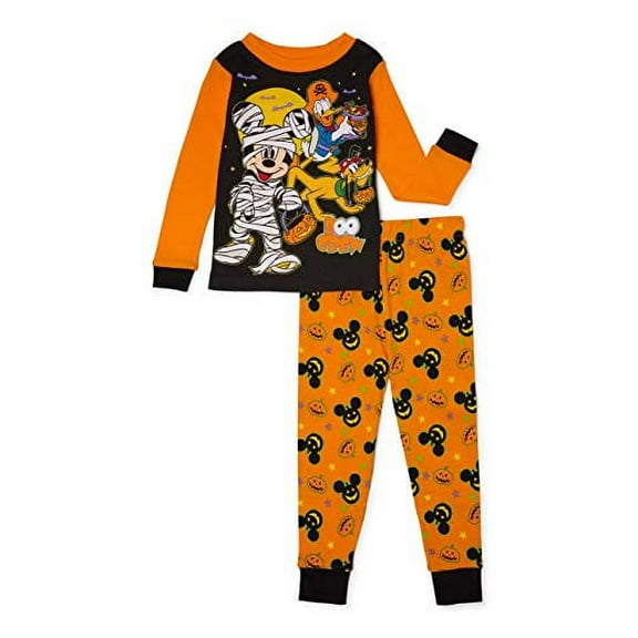 Mickey Mouse Toddler Boys Halloween Snug Fit Cotton Long Sleeve Pajamas, 2-Piece PJ Set (2T-5T)