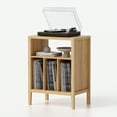 thumbnail image 6 of EYYTHUNG Record Player Stand with Vinyl Record Storage Holds up to 180 Albums, Large Turntable Stand Dispaly Shelf, Farmhouse Wood End Table, Natural Oak, 6 of 8