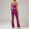 thumbnail image 4 of Miluxas Womens Contrast Trim Workout Sets 2 Piece Gym Yoga Outfits Crossover Waist Tummy Control Flare Leggings Matching Bodycon Crop Tank Top Purple, 4 of 7