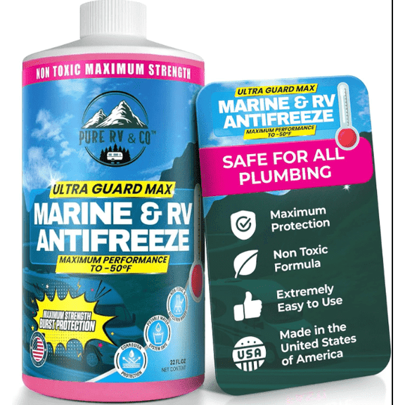 Pure RV Marine Antifreeze, Pink Formula, -50F Protection, 1 Gallon