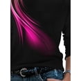 thumbnail image 4 of DYMADE Women Plus Size Aurora Print Round Neck Long Sleeve T-shirt, 4 of 4